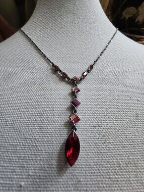 Givenchy Vintage Ruby Crystal Drop Necklace